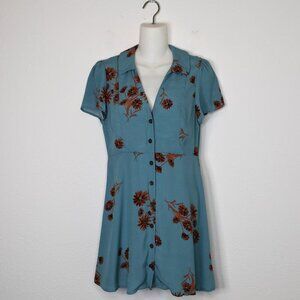 Floral Button-Up Dress in Blue